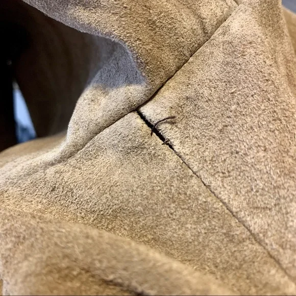 70s Suede Belted Trench Coat Double Breasted Brown Womens Medium